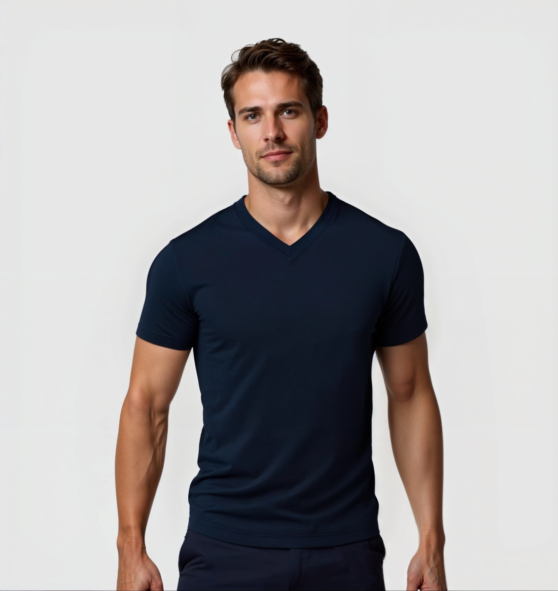 La T-shirt Scollo V - Blu navy