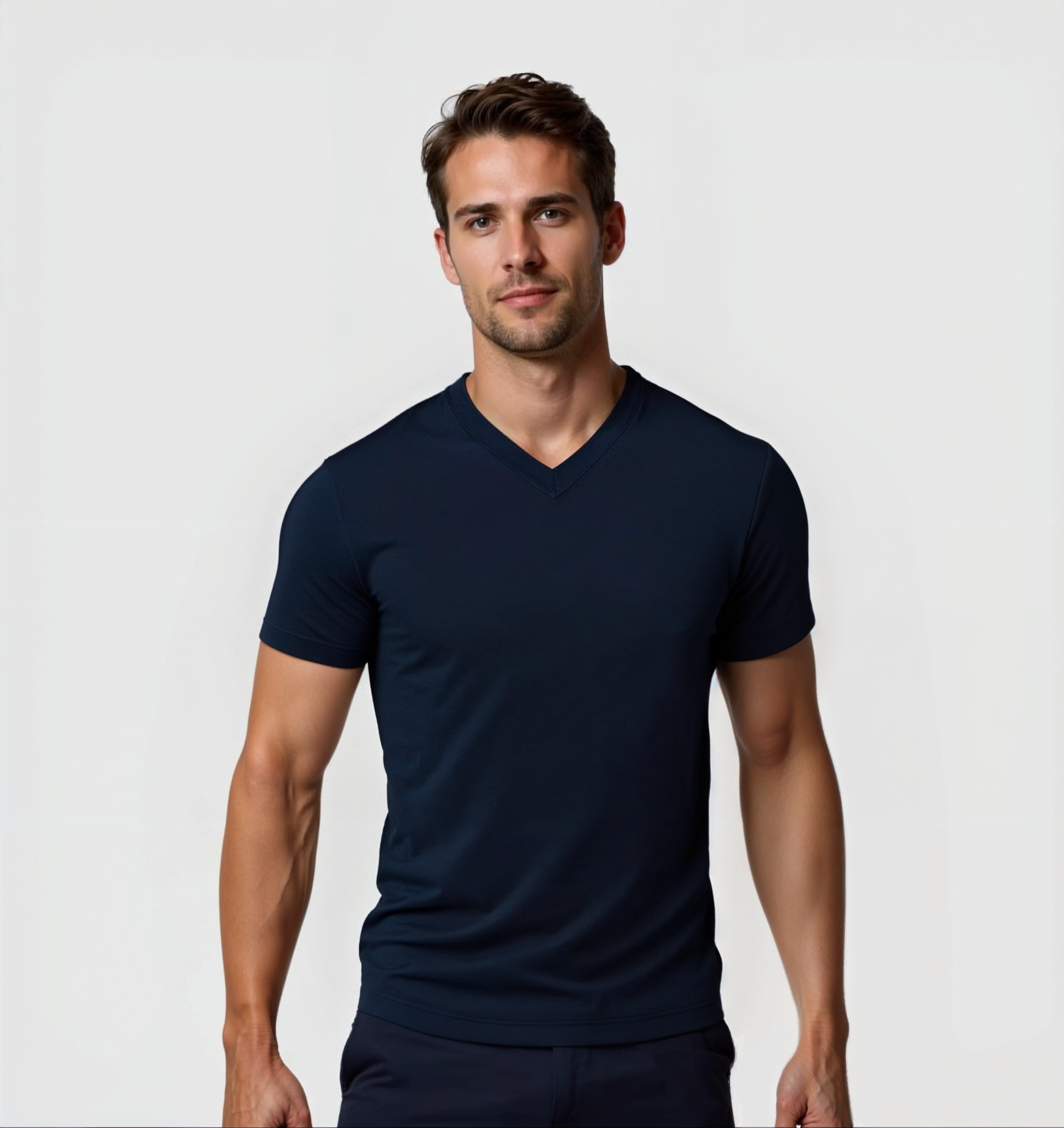La T-shirt Scollo V - Blu navy