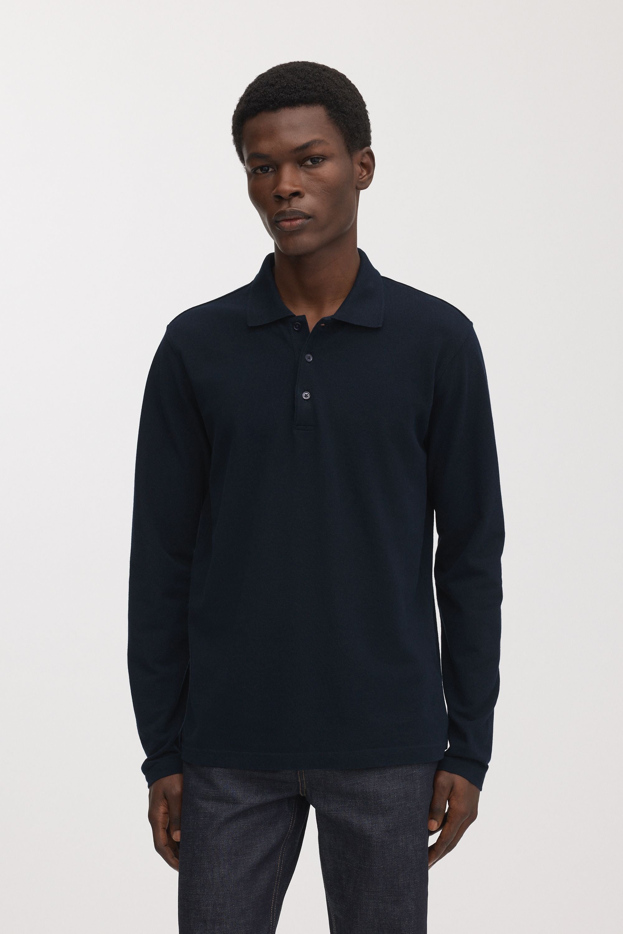 Long Sleeve Pique Polo
