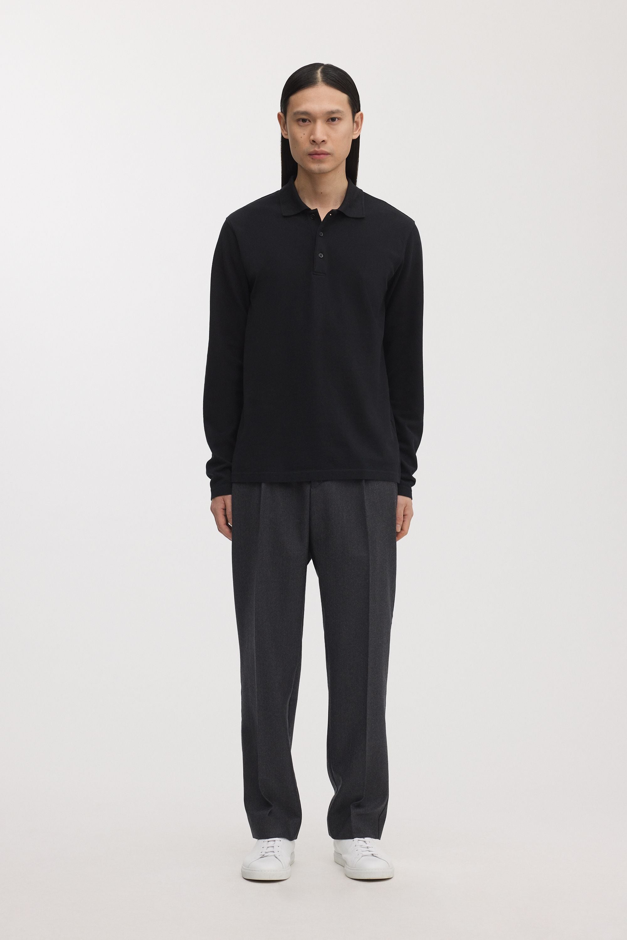 Long Sleeve Pique Polo