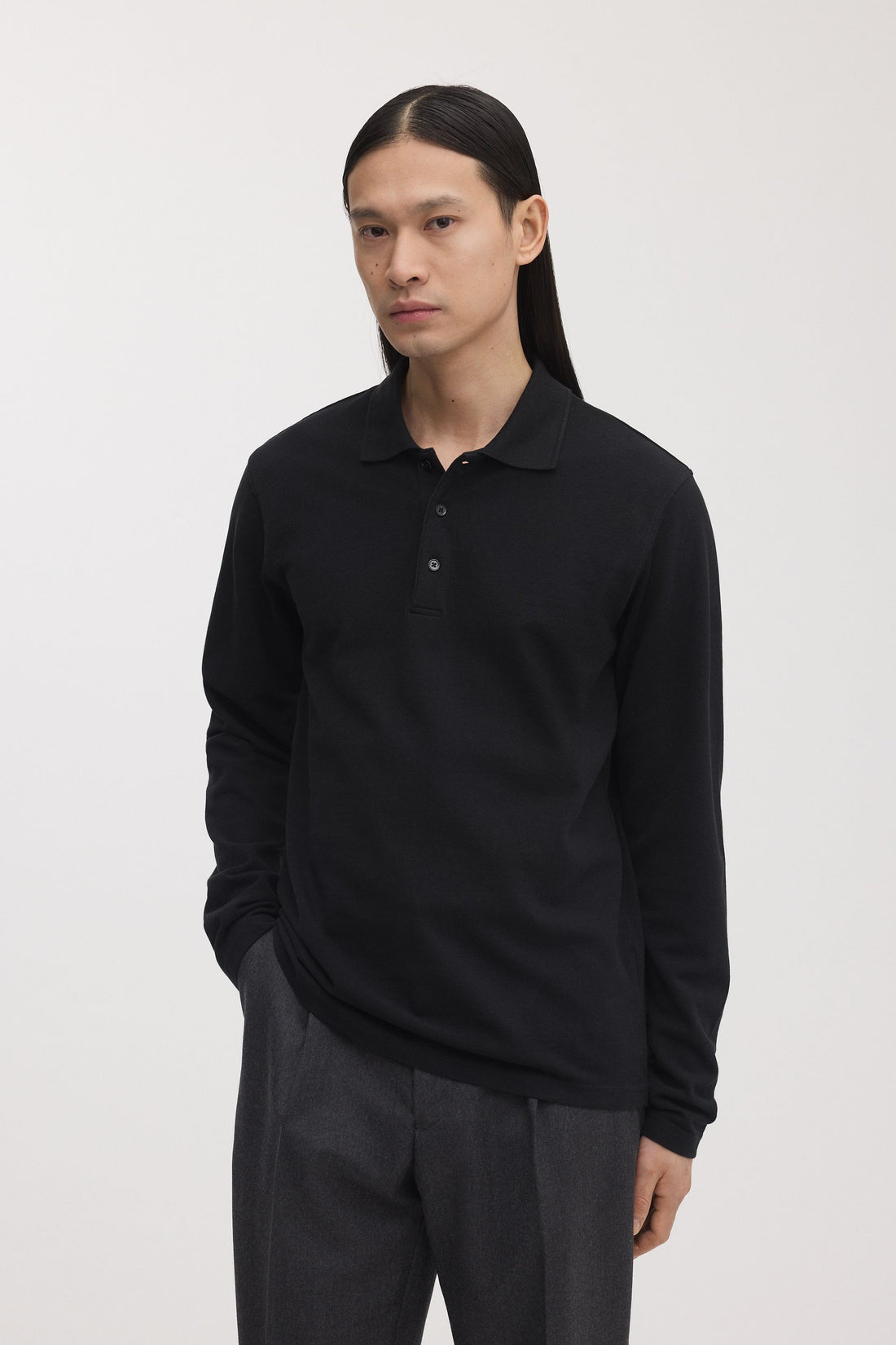 Long Sleeve Pique Polo