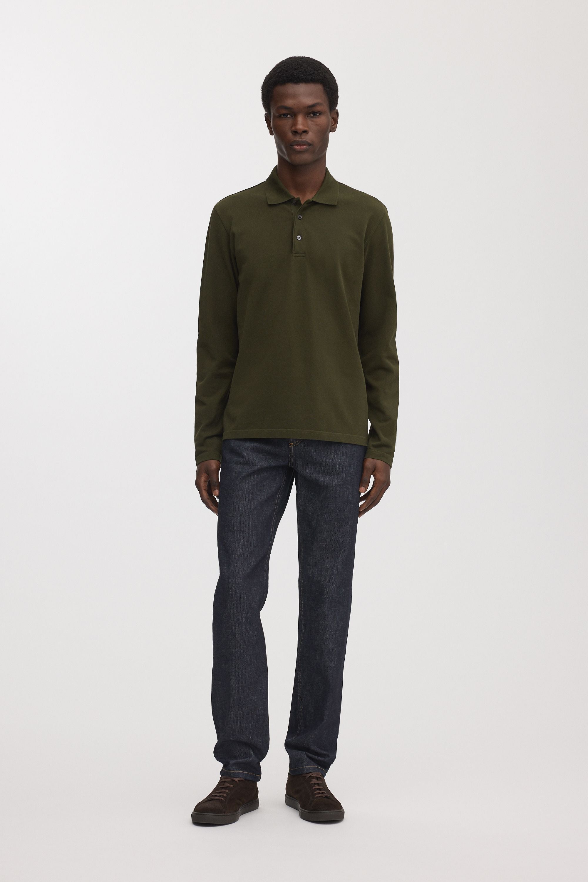 Long Sleeve Pique Polo