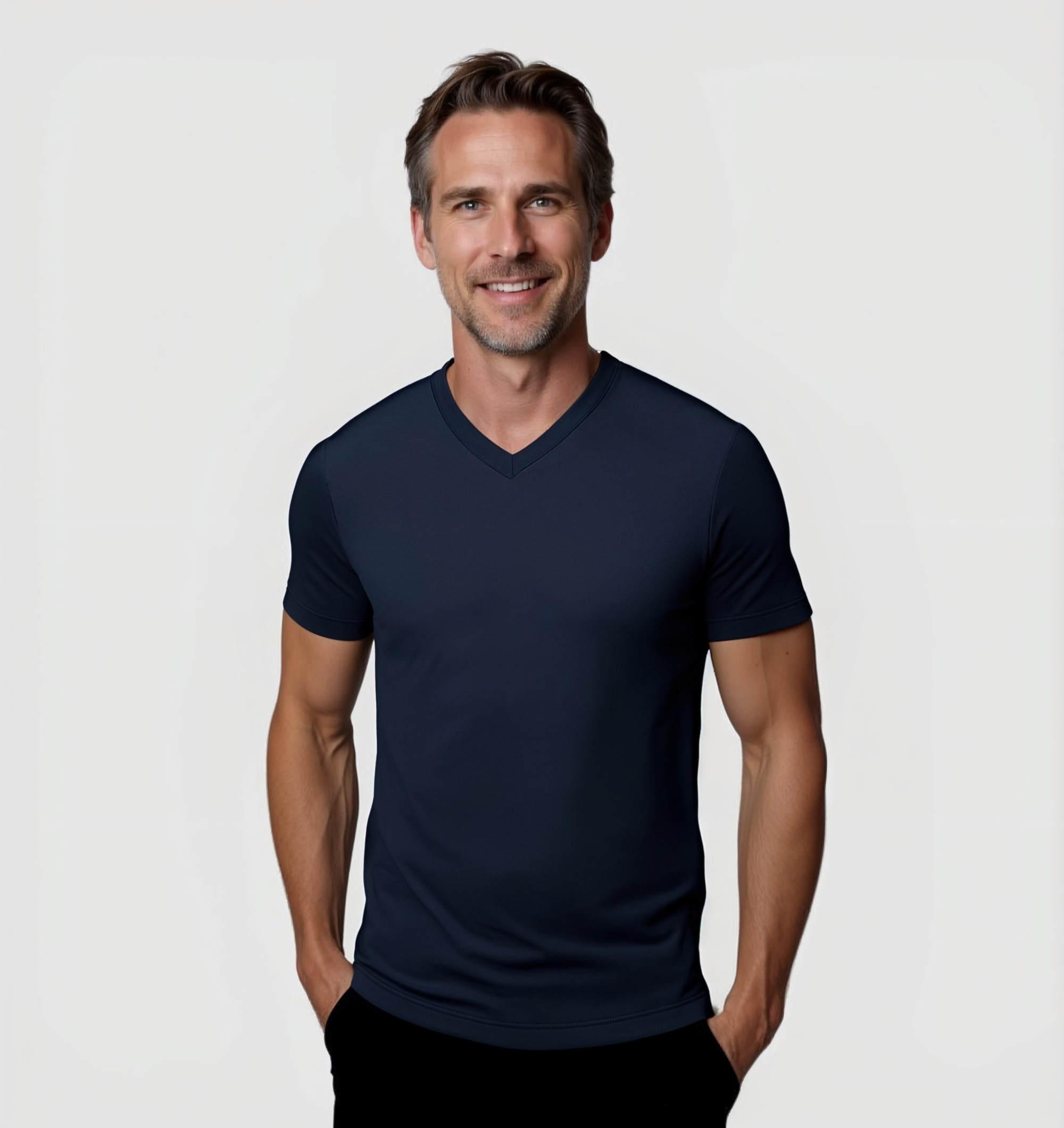 La T-shirt Scollo V - Blu navy